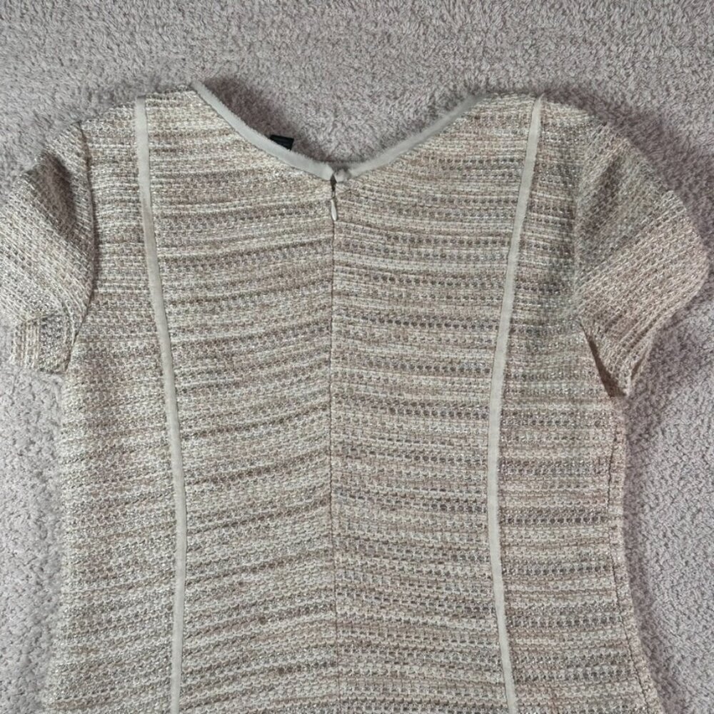 St John Womens Midi Dress Tweed Wool Blend Cream Sz 6 Made in USA Luxury Formal - Picture 6 of 12